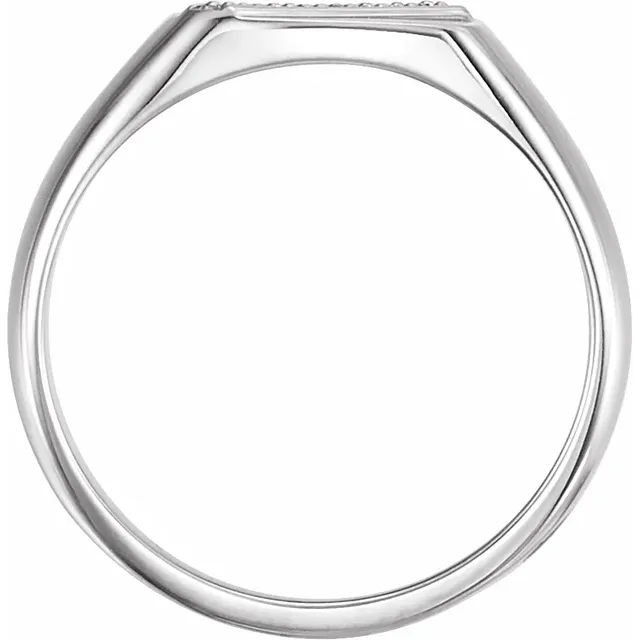 14K White 1/10 CTW Diamond 12 mm Square Signet Ring-