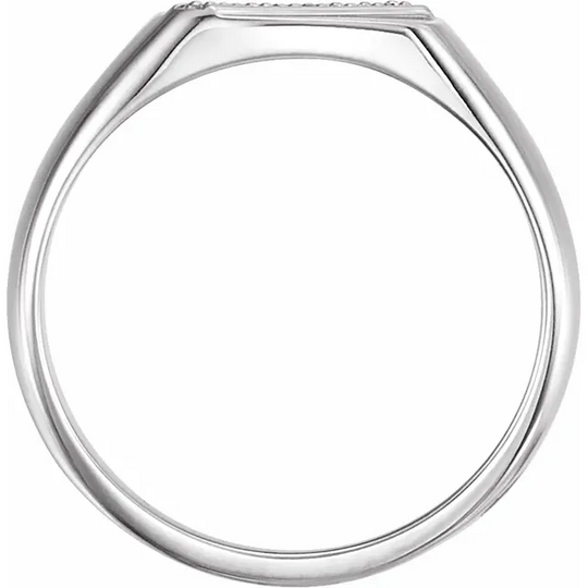 14K White 1/1 CTW Diamond 12 mm Square Signet Ring