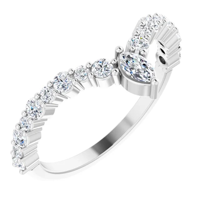 14K White 1/2 CTW Diamond V Ring-