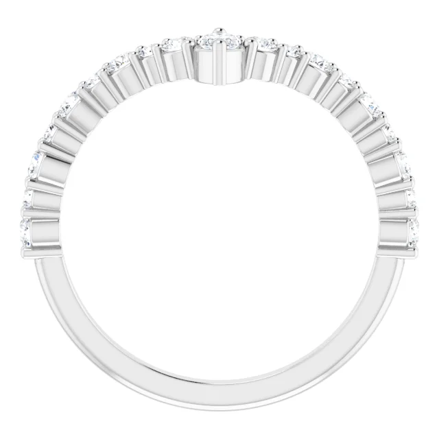 14K White 1/2 CTW Diamond V Ring-