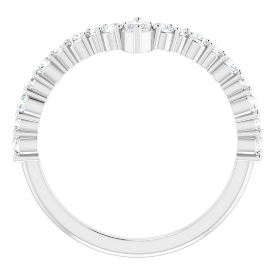 14K White 1/2 CTW Diamond V Ring