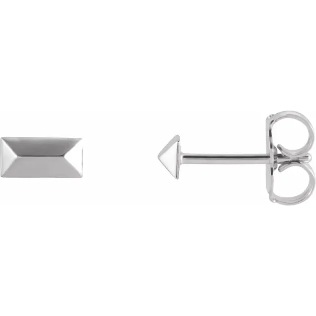 14K White Geometric Stud Earrings-