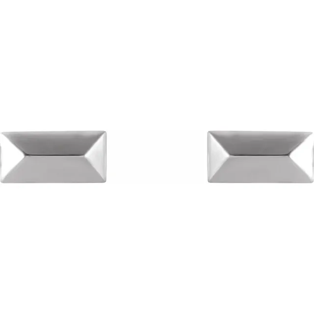 14K White Geometric Stud Earrings-