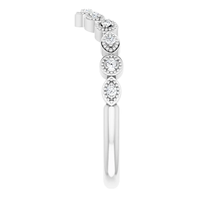 14K White 1/10 CTW Diamond Vintage-Inspired Contour Band-