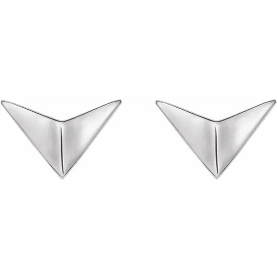14K White Geometric Earrings