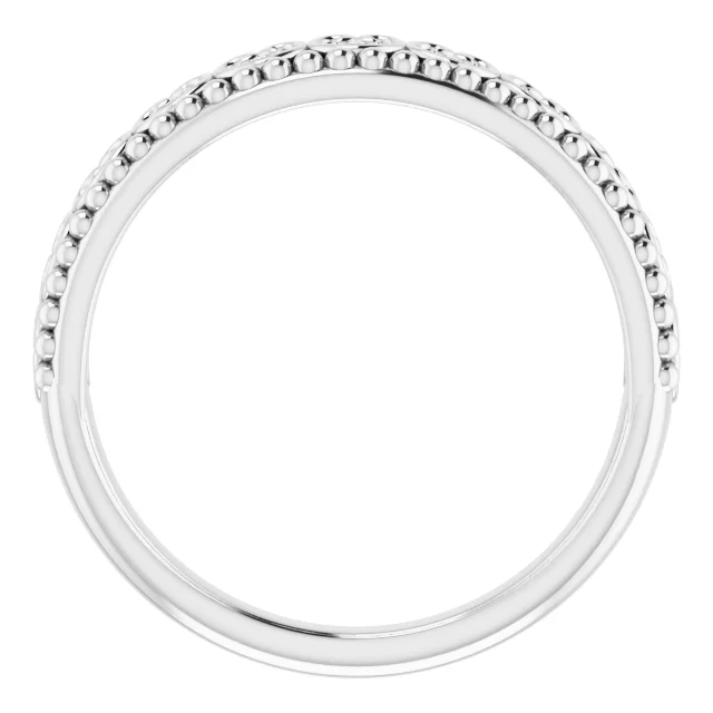 14K White .05 CTW Diamond Beaded Heart Stackable Ring-