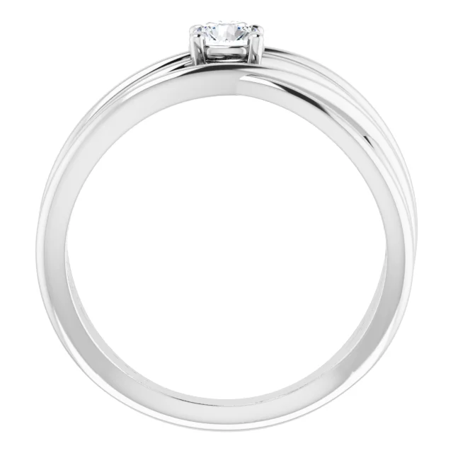 14K White 1/4 CT Diamond Solitaire Criss-Cross Ring-