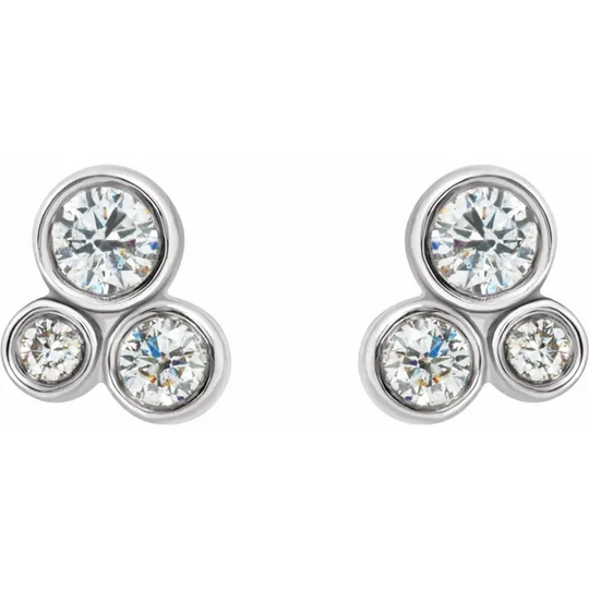14K White 1/5 CTW Diamond Geometric Cluster Earrings