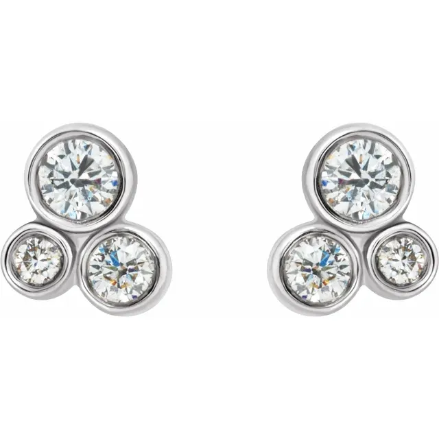 14K White 1/5 CTW Diamond Geometric Cluster Earrings