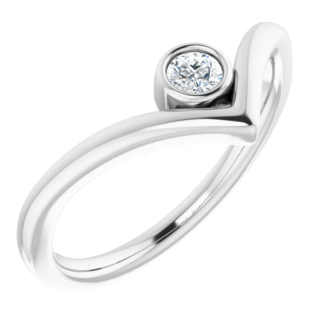 14K White 3 mm Round Forever One Moissanite Ring-
