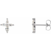 14K White 1/3 CTW Diamond Cross Earrings