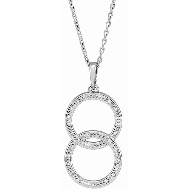 14K White Interlocking Beaded 16-18" Necklace-