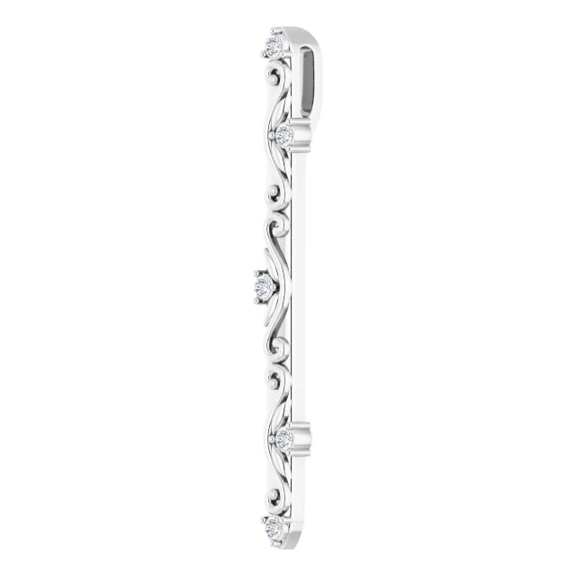 14K White .7 CTW Diamond Vintage-Inspired Vertical Bar Pendant