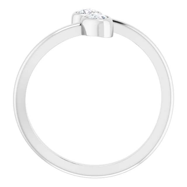 14K White 1/4 CTW Diamond Bezel-Set Bypass Ring-