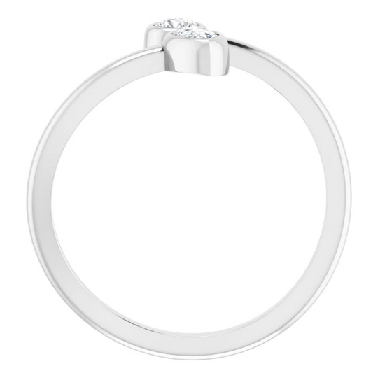 14K White 1/4 CTW Diamond Bezel-Set Bypass Ring