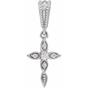 14K White .3 CTW Diamond Petite Vintage-Inspired Cross Pendant
