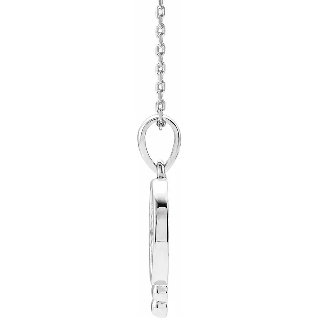 14K White Beaded Disc 16-18" Necklace-