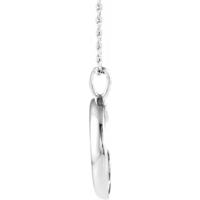 14K White Crescent Moon 16-18" Necklace-