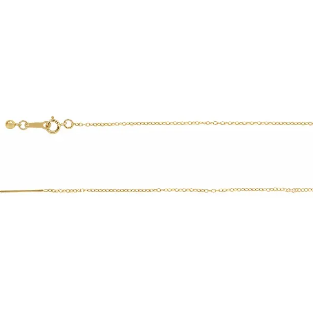 14K Yellow 1.1 mm Threader Cable 22" Chain-