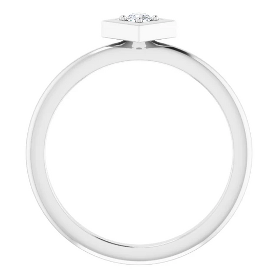 14K White 2.5 mm Round .6 CTW Diamond Stackable Geometric Ring