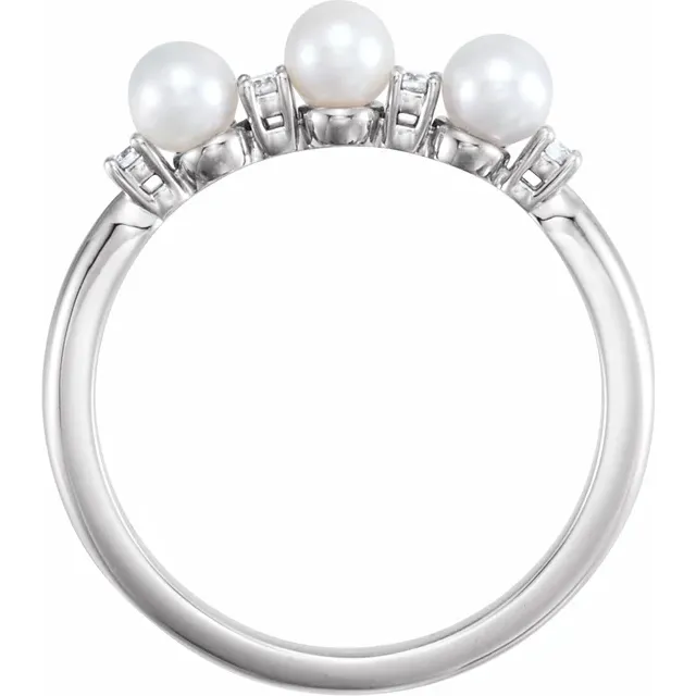 14K White Freshwater Cultured Pearl & .05 CTW Diamond Ring-