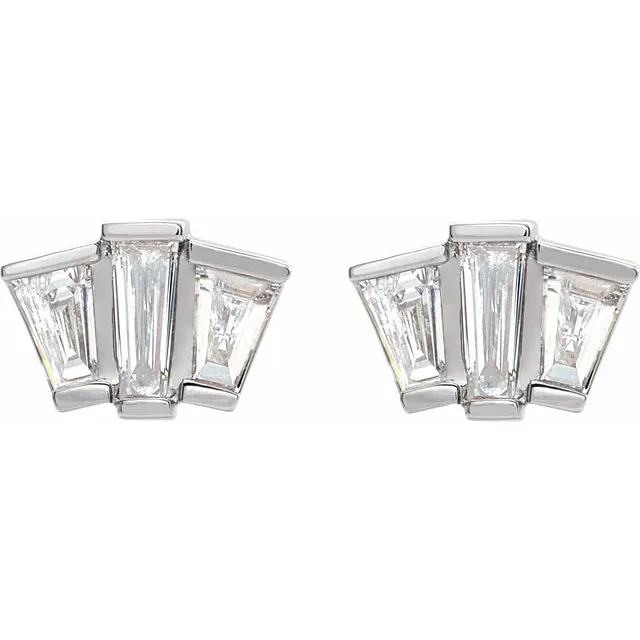 14K White 1/3 CTW Diamond Geometric Cluster Earrings