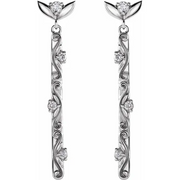 14K White 1/8 CTW Diamond Vintage-Inspired Dangle Earrings