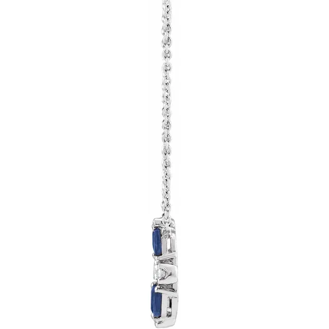 14K White Blue Sapphire & 1/10 CTW Diamond Circle 18" Necklace-