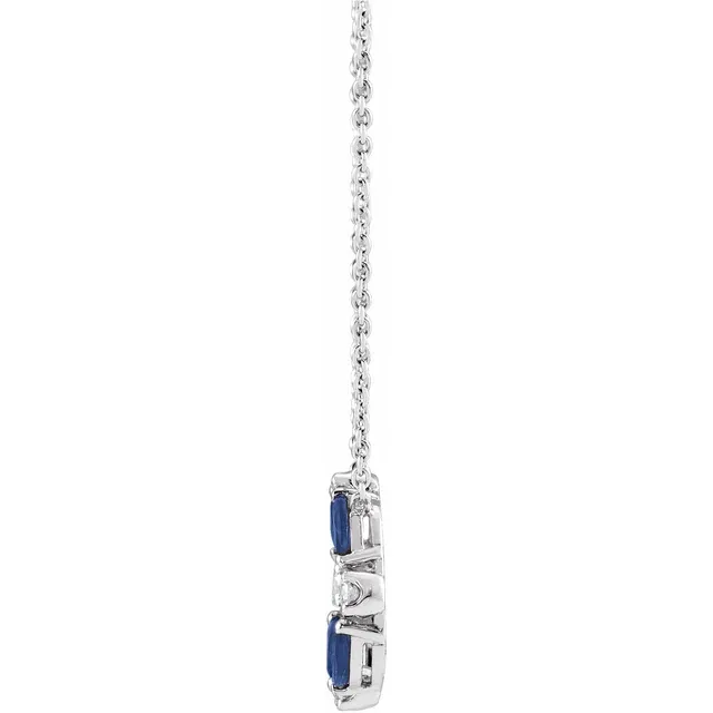 14K White Blue Sapphire & 1/1 CTW Diamond Circle 18" Necklace