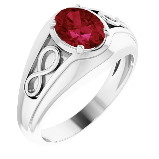 14K White Lab-Grown Ruby Infinity Ring-