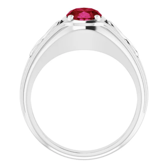 14K White Lab-Grown Ruby Infinity Ring