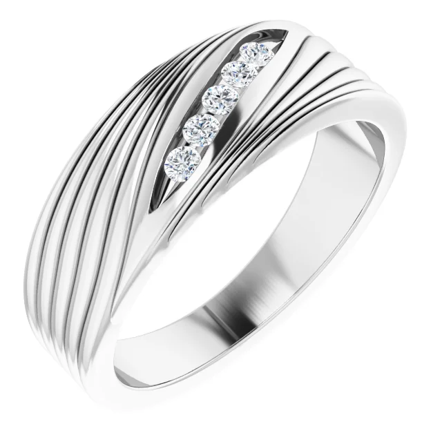 14K White 1/6 CTW Diamond Men's Ring-