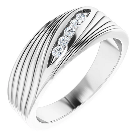 14K White 1/6 CTW Diamond Men's Ring