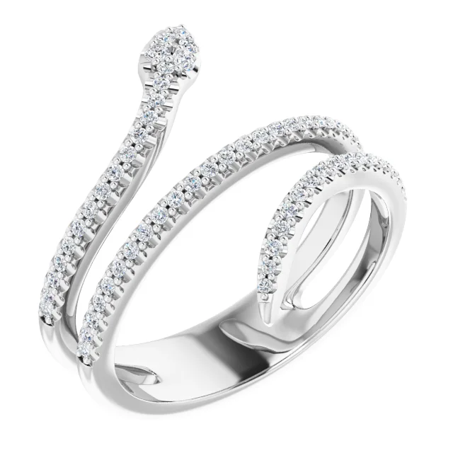 14K White 1/3 CTW Diamond Snake Ring-