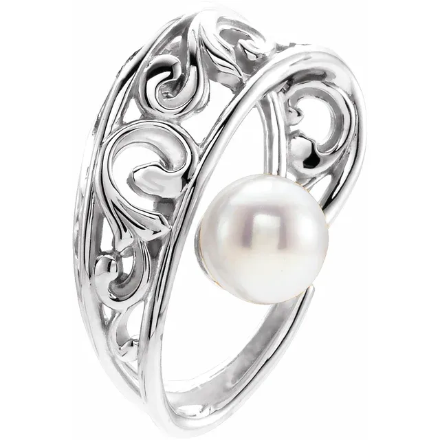 14K White Freshwater Cultured Pearl Pendant-