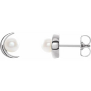 14K White Freshwater Cultured Pearl Earrings