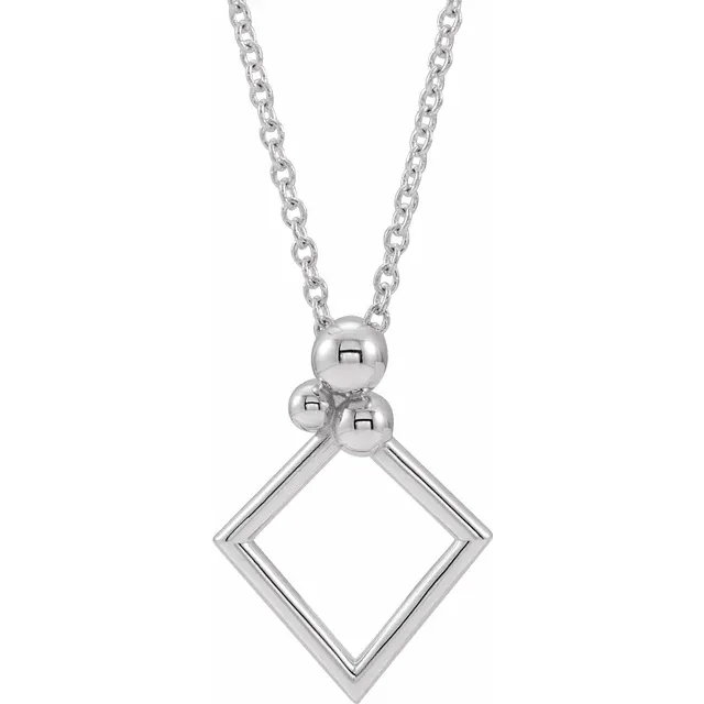 14K White Geometric 16-18" Necklace