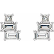14K White 1/4 CTW Diamond Geometric Cluster Earrings