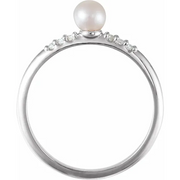 14K White Freshwater Cultured Pearl & .5 CTW Diamond Ring
