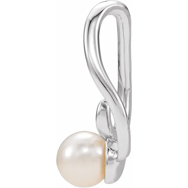 14K White Freshwater Cultured Pearl Freeform Pendant-