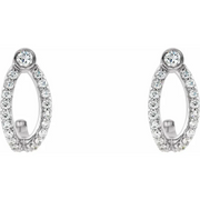 14K White 1/3 CTW Diamond J-Hoop Earrings