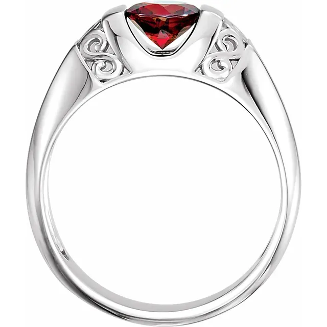 14K White Men's Mozambique Garnet Ring-