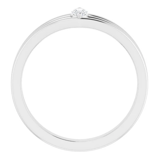 14K White 1/8 CT Diamond Geometric Ring