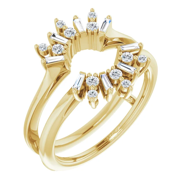 14K Yellow 1/3 CTW Diamond Art Deco Baguette Ring Guard