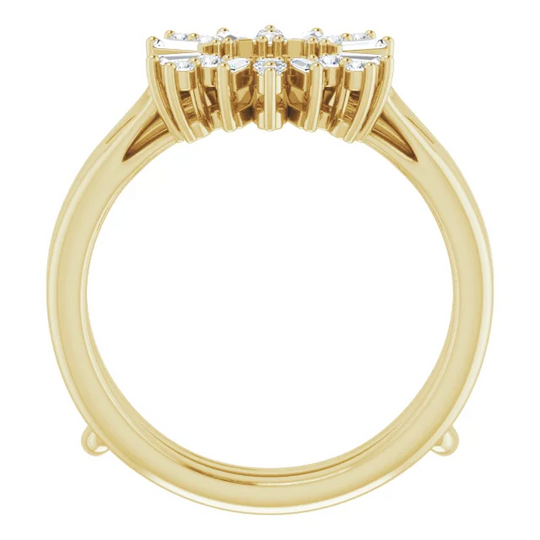14K Yellow 1/3 CTW Diamond Art Deco Baguette Ring Guard
