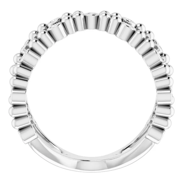 14K White 1/6 CTW Diamond Beaded Negative Space Ring-