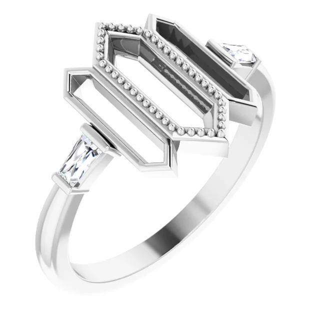 14K White 1/8 CTW Diamond Geometric Ring-