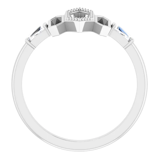 14K White 1/8 CTW Diamond Geometric Ring-