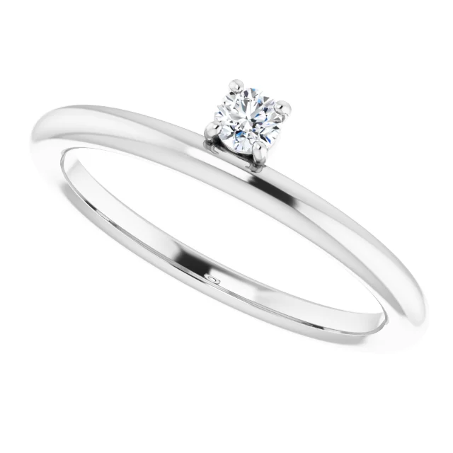 14K White 1/1 CT Diamond Stackable Ring