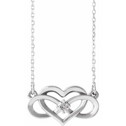 14K White 1/1 CTW Diamond Infinity-Inspired Heart 16-18" Necklace